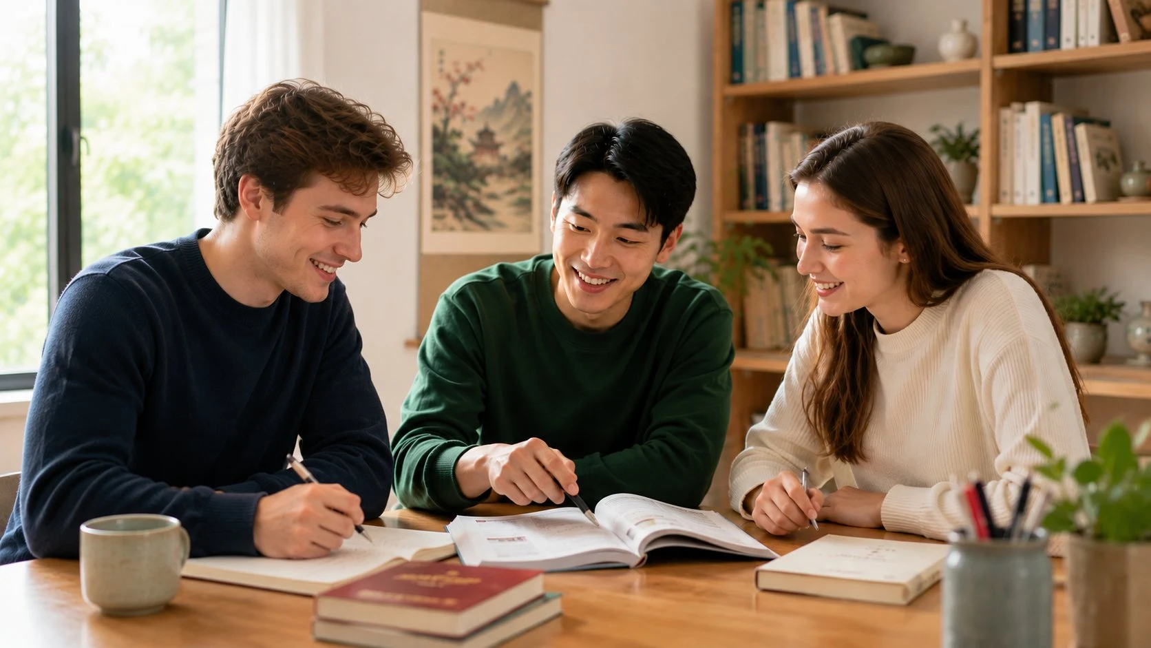 Students learning Mandarin Chinese together