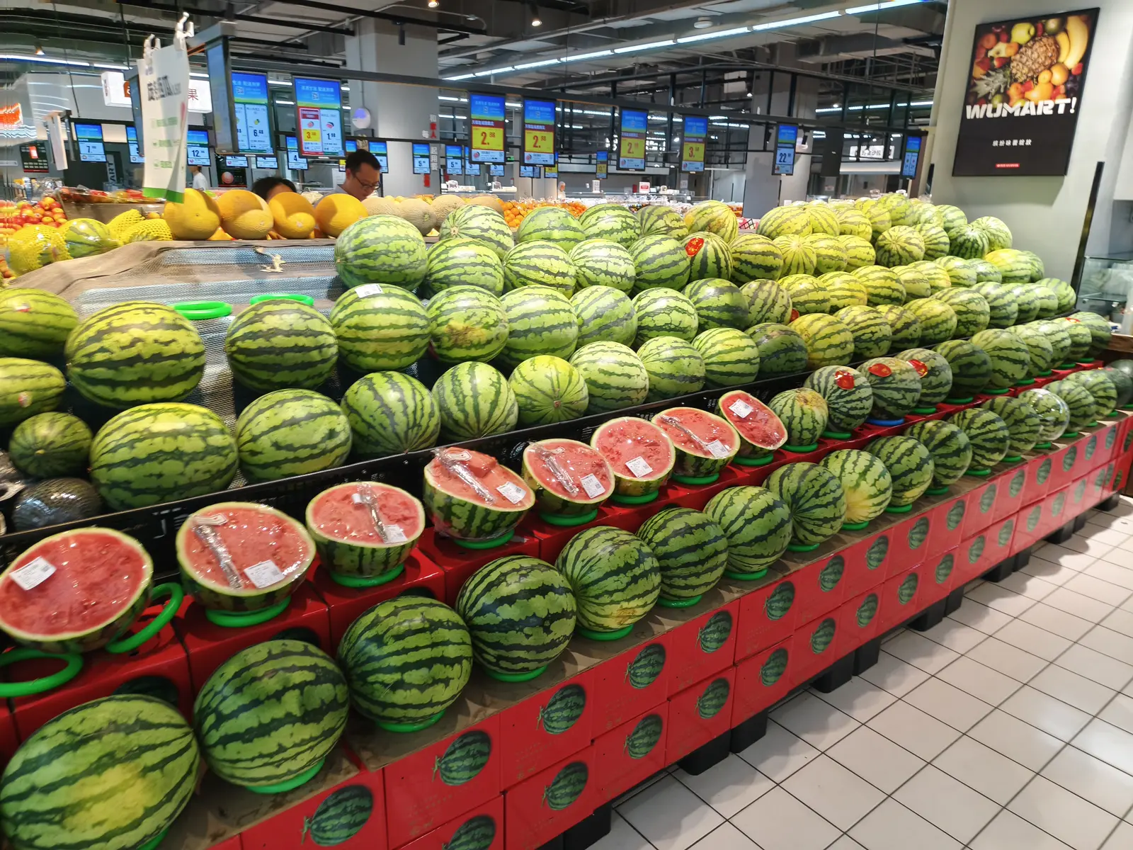 Melons for sale in a Chinese supermarket